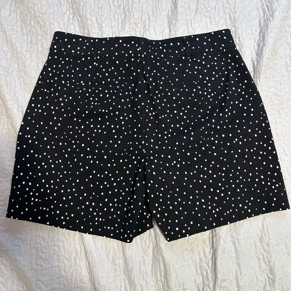 Cabi Pasadena Polka Dot Shorts Black White Size 10 NWT Classic Summer